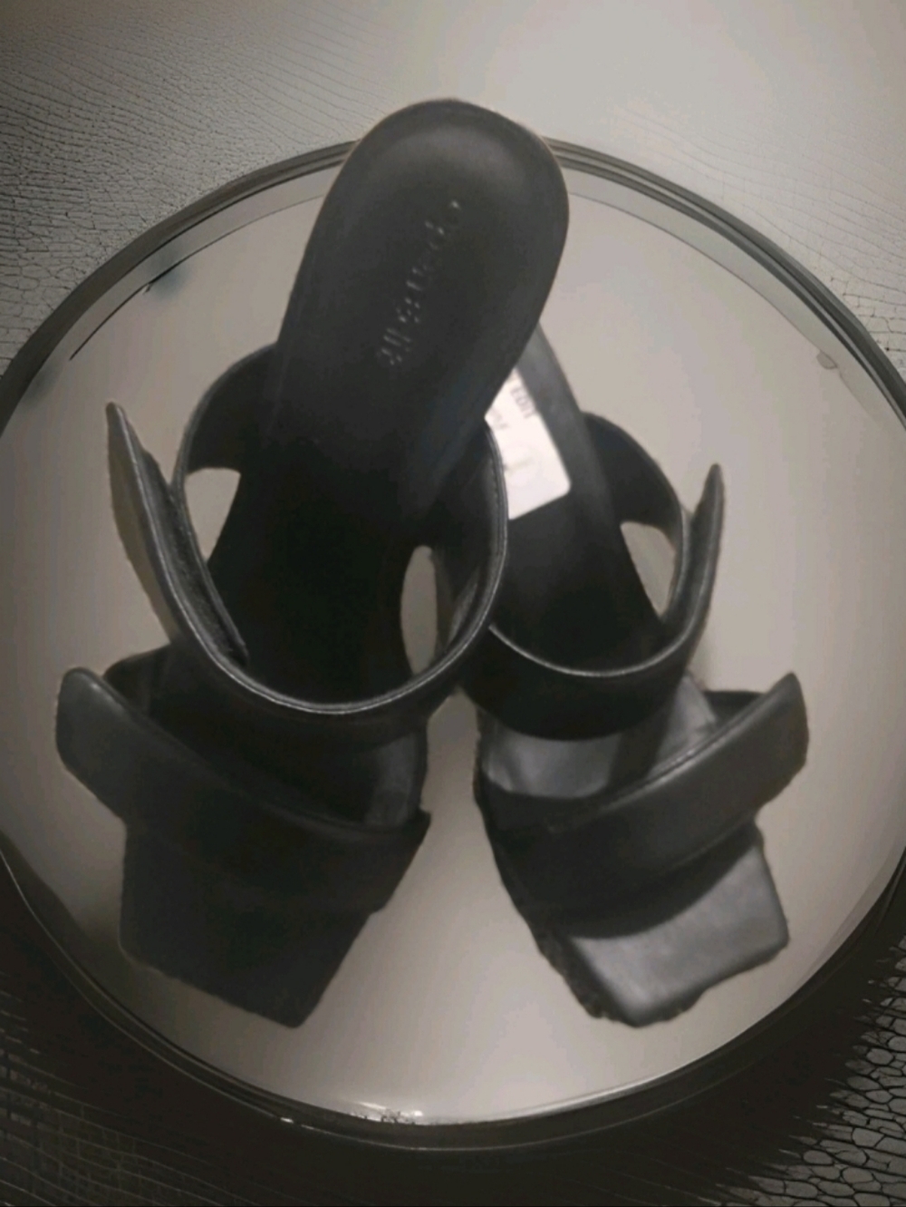 Pre-loved Open Edit Black Square Qarly Open Toe Slip On Sz 9.5 - Picture 3 of 5